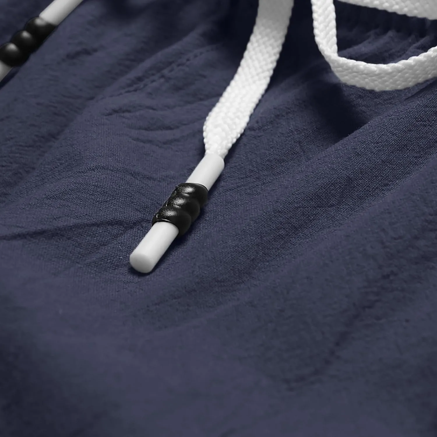 Men's Casual Cotton Linen Shorts Flat Front Trendy Drawstring Beach Shorts Lightweight Stretch Waistband Shorts with Pockets