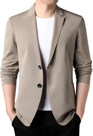 Men's Casual Knit Blazer Suit Jackets Two Button Lightweight Unlined Sport Coat Slim Fit Business Coat Jacket