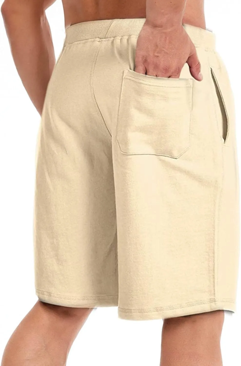 Mens Classic Casual Cotton Sweat Shorts Drawstring Athletic Pockets for Workout Lounge