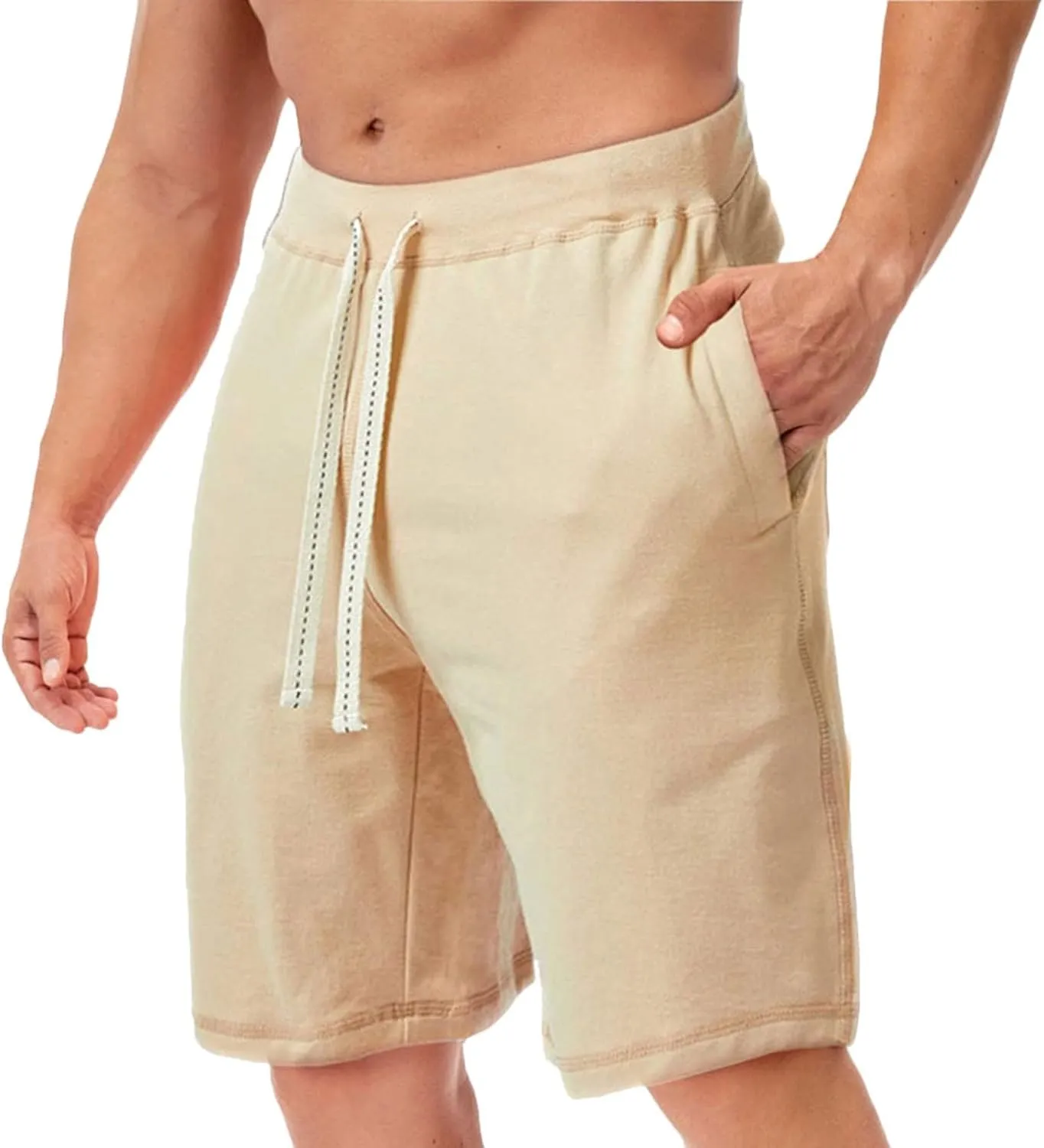 Mens Classic Casual Cotton Sweat Shorts Drawstring Athletic Pockets for Workout Lounge