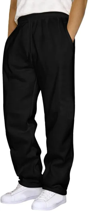Men's Cotton Yoga Sweatpants Exercise Pants Open Bottom Athletic Lounge Pants Loose Male Sweat Pants with Pockets
