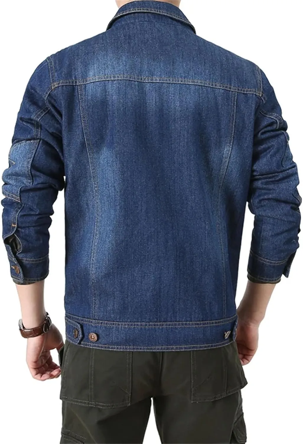 Men's Denim Jacket Fashion Hole Casual Cotton Button Stretch Street Style Workwear Jackets