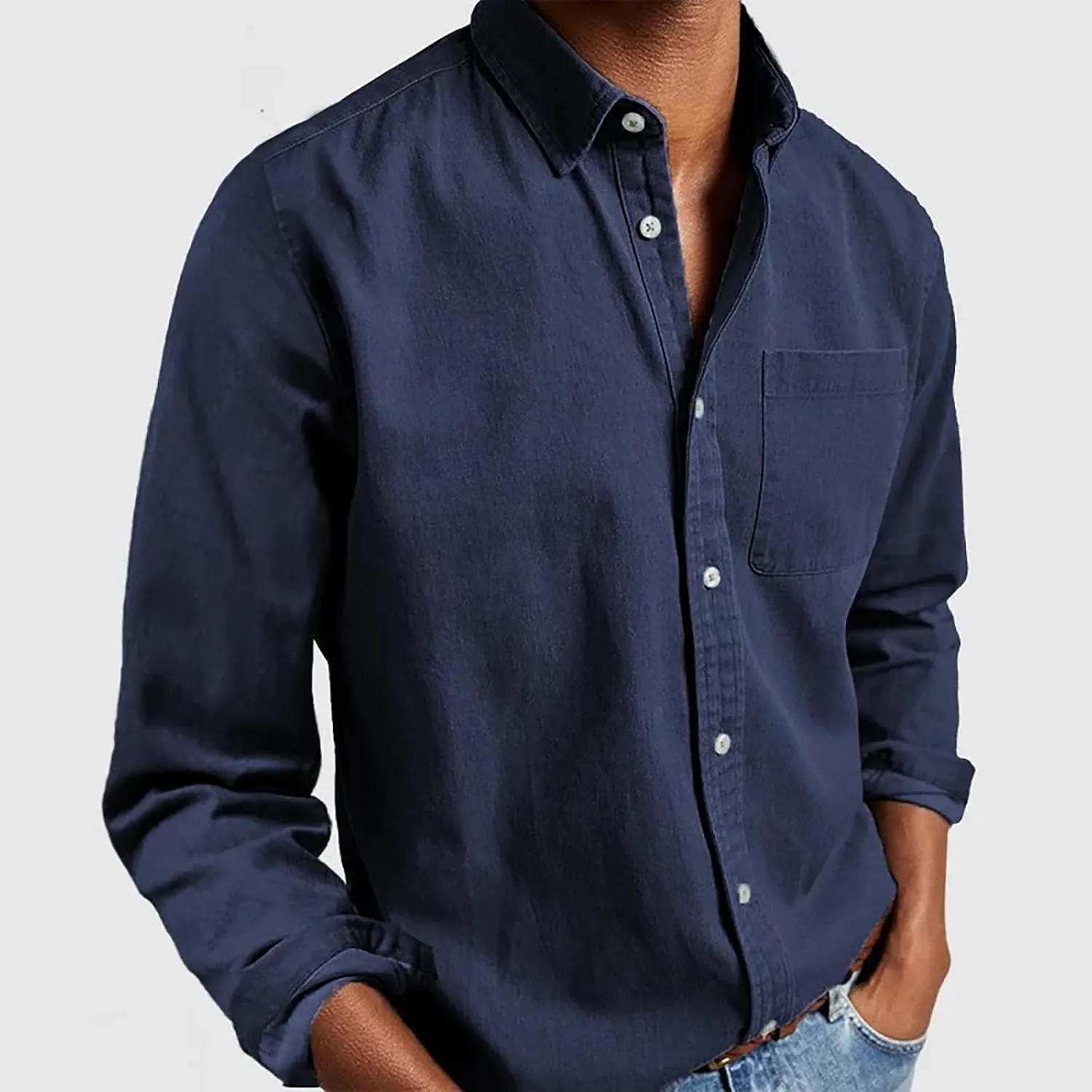 Mens Dress Shirts Long Sleeve Casual Button Down Shirt Wrinkle-Free Western Untucked Business Office Work Shirts Tops