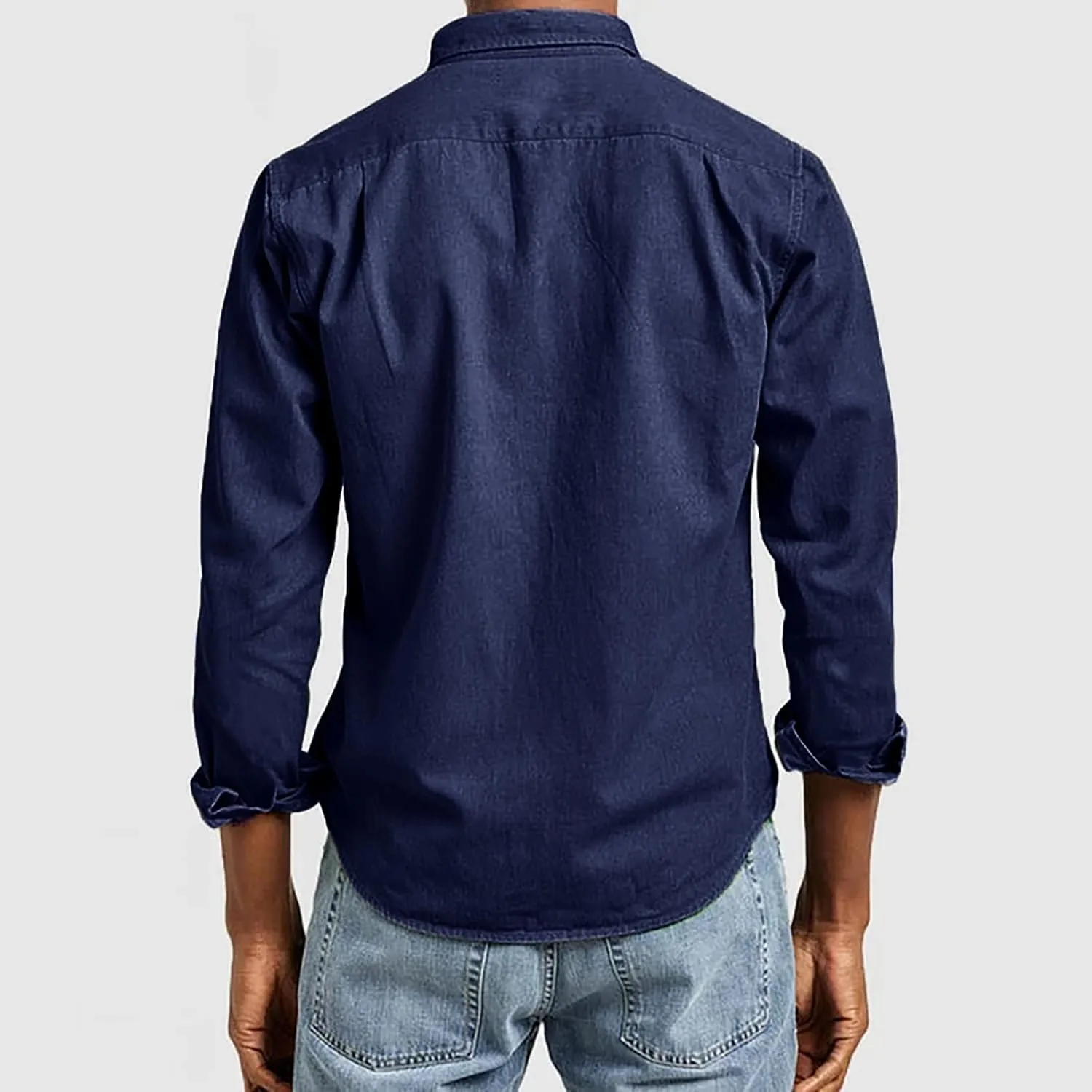 Mens Dress Shirts Long Sleeve Casual Button Down Shirt Wrinkle-Free Western Untucked Business Office Work Shirts Tops