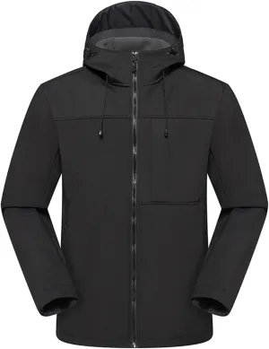 Mens Fall Winter Rain Jacket Fleece Warm Waterproof Windbreaker Raincoat With Hood Hiking Mountain Windproof Coats
