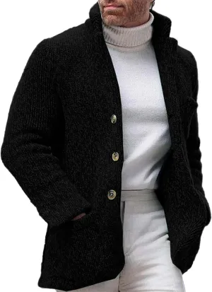 Mens Fashion Knitted Blazers Sweaters Plus Size Thicken Thermal Winter Cardigan Casual Long Sleeve Button Down Jacket