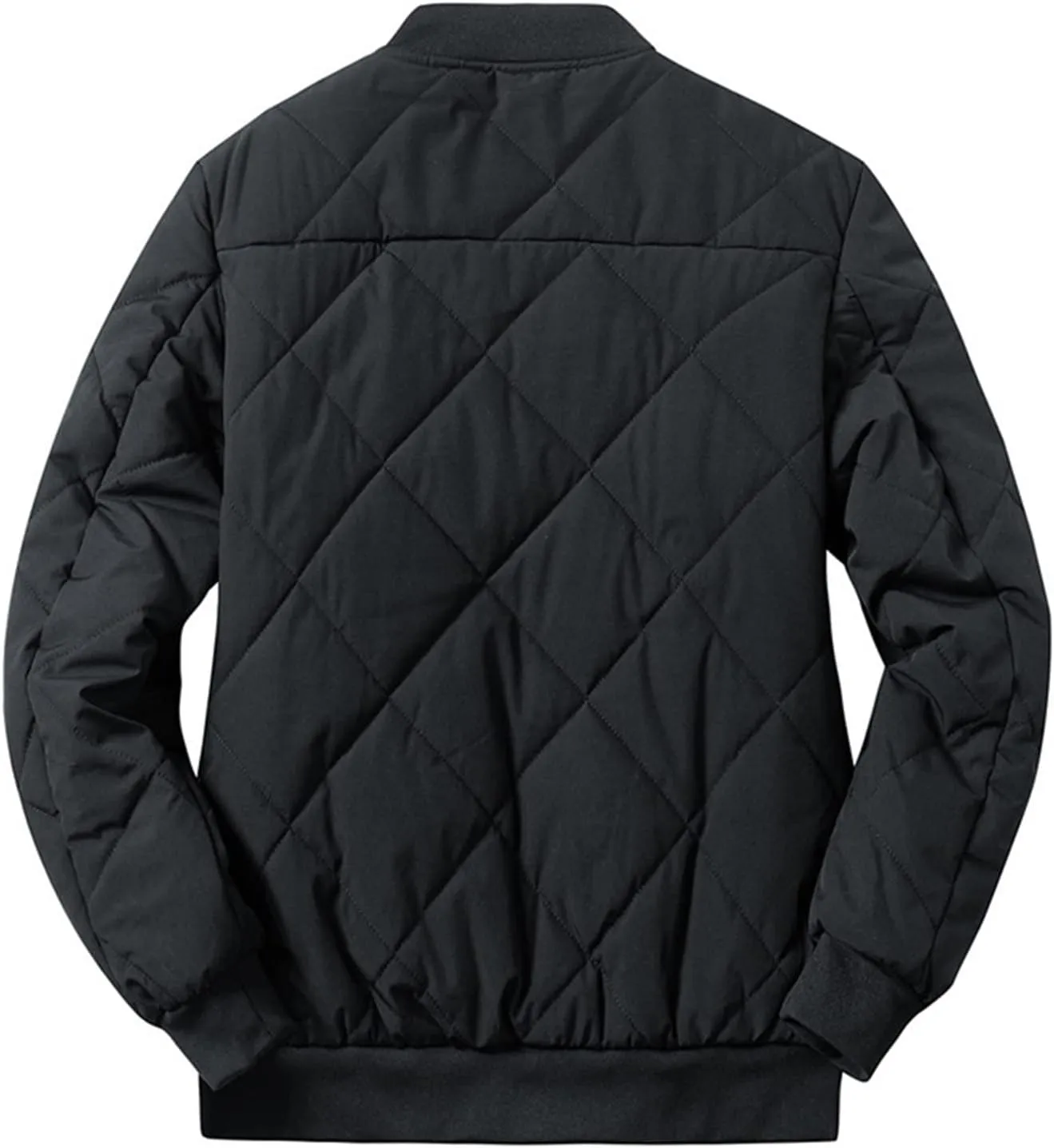 Men's Fleece Lined Diamond Padded Jacket Warm Thicken Zipper Baseball Sherpa Coat Fall Winter Cargo Bomber Jacket