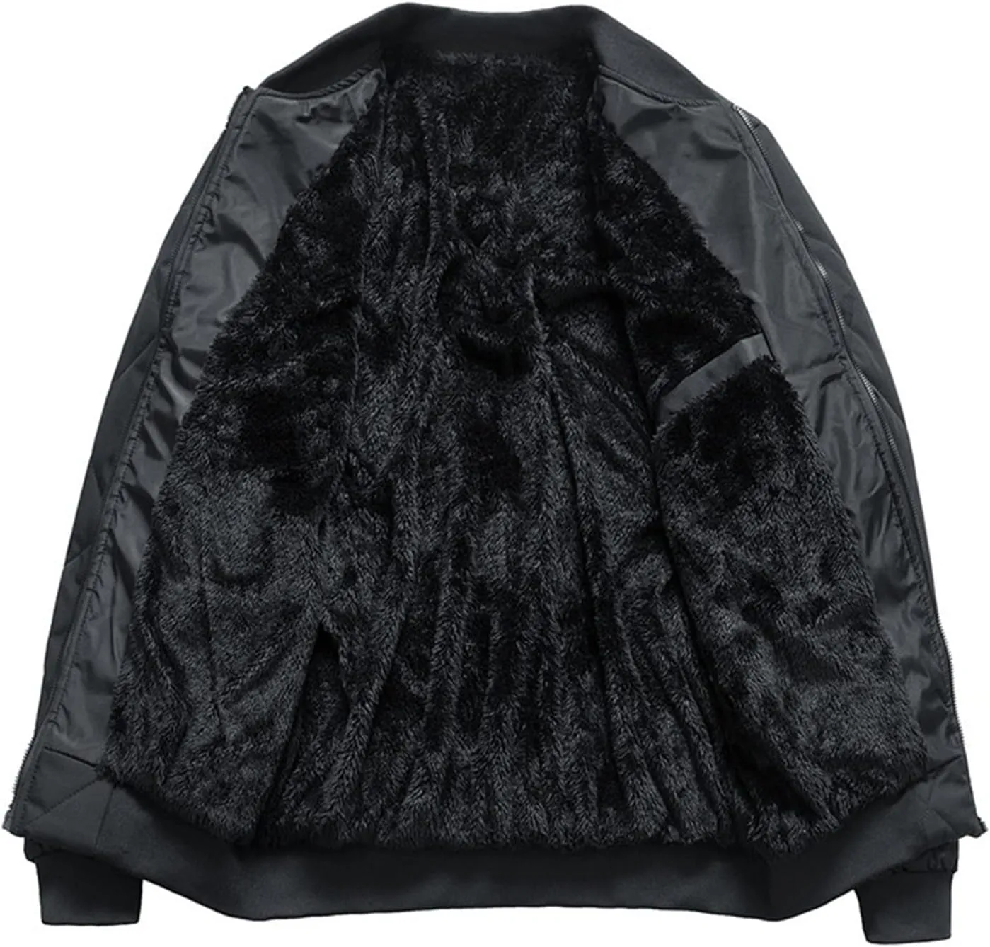 Men's Fleece Lined Diamond Padded Jacket Warm Thicken Zipper Baseball Sherpa Coat Fall Winter Cargo Bomber Jacket