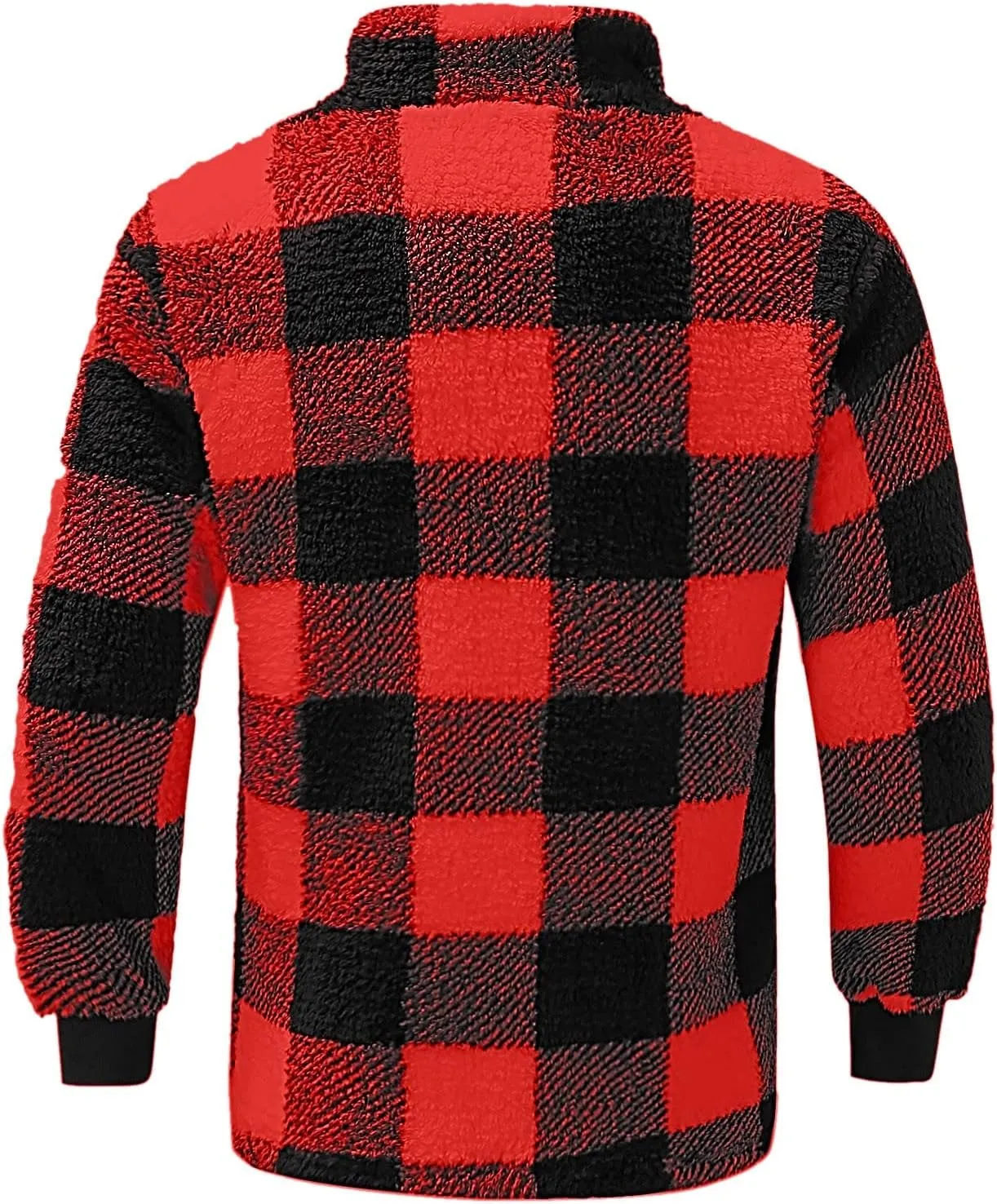 Mens Fluffy Fuzzy Sherpa Fleece Sweatshirt Full Zip Stand Collar Casual Winter Pullover Outwear Long Sleeve Outwear