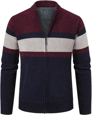 Mens Full Zip Cardigan Sweater Slim Fit Cable Knitted Cardigan Regular Fit Knit Sweater Long Sleeve Winter Jacket