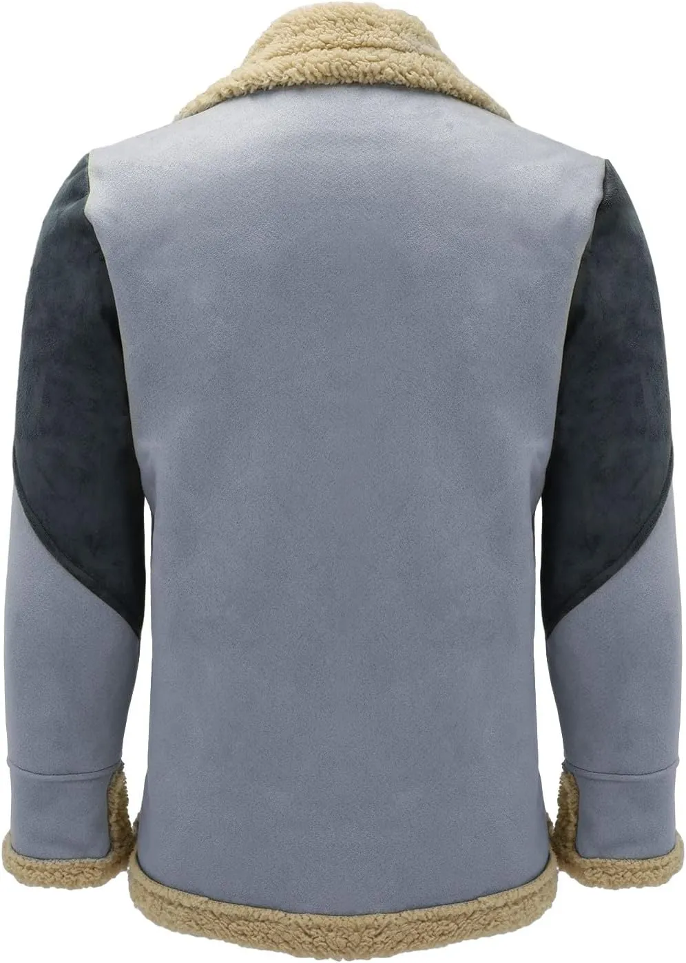 Mens Fuzzy Sherpa Jacket Long Sleeve Color Block Coat Military Fall Winter Outwear Autumn Winter Soft Thermal Jacket