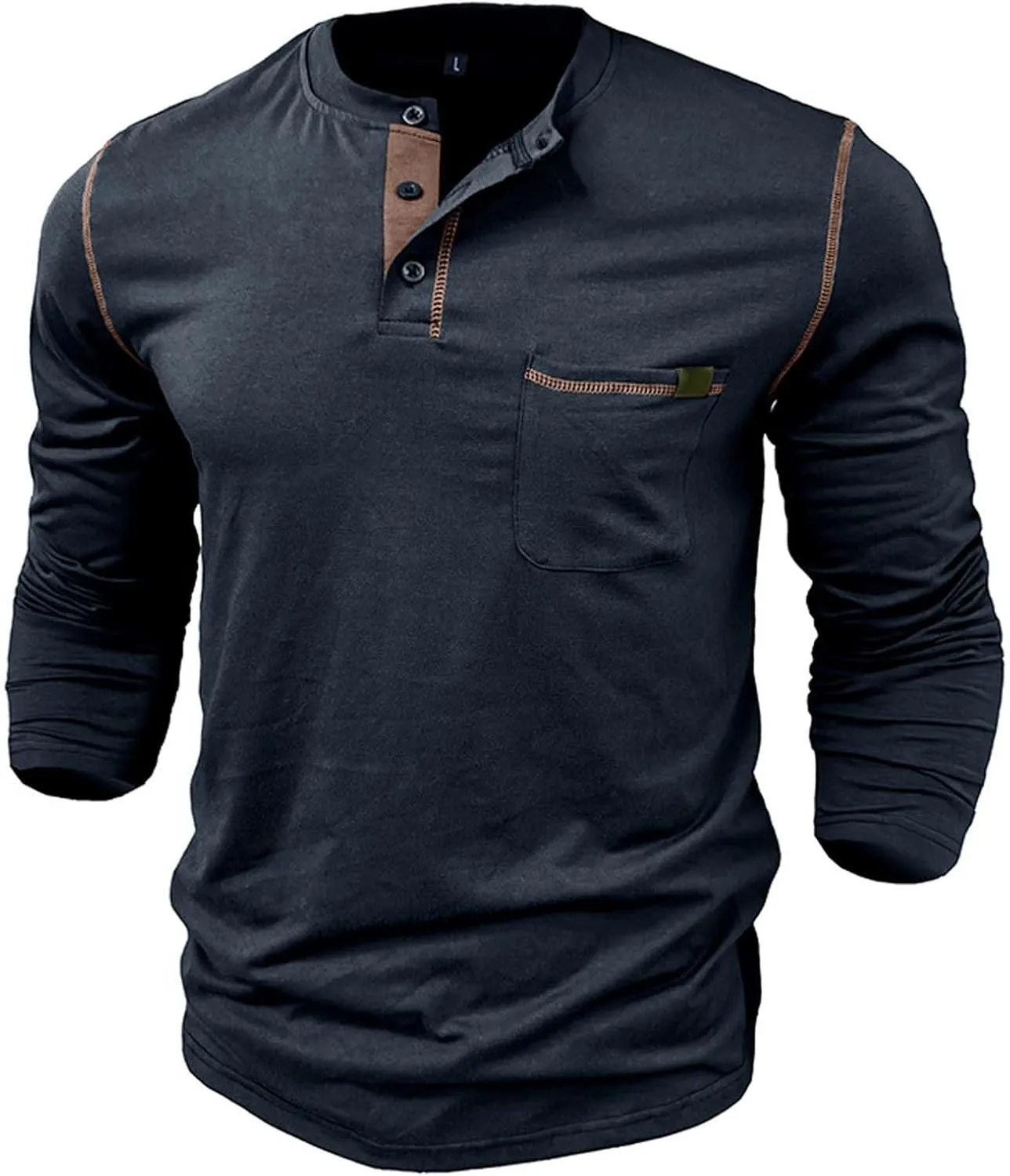 Mens Henley Shirts Long Sleeve Tactical Fleece Sweatshirt Button Pullover Sweater Casual Sweater Lightweight Pullover