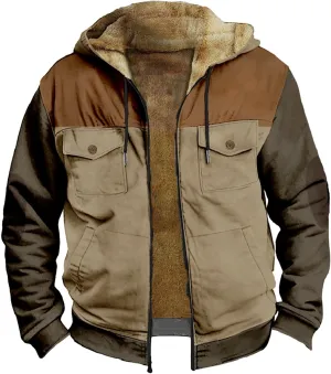 Mens Hooded Jackets Full Zip Fleece Hooded Sweatshirt Casual Fall Winter Warm Windproof Hoodies Outerwear