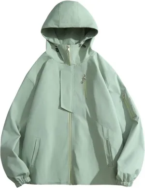 Mens Hooded Raincoat Jacket Lightweight Waterproof Windbreaker Zipper Mountain Rain Jacket For Hiking Outdoor Sports