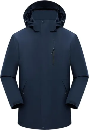 Men's Hooded Softshell Rain Jackets Lightweight Waterproof Windbreaker Zip Up Pockets Raincoats For Outdoor Hiking