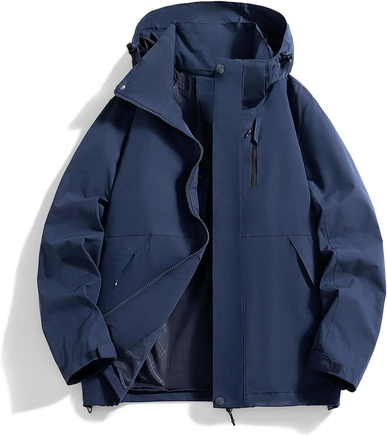 Men's Hooded Softshell Rain Jackets Lightweight Waterproof Windbreaker Zip Up Pockets Raincoats For Outdoor Hiking