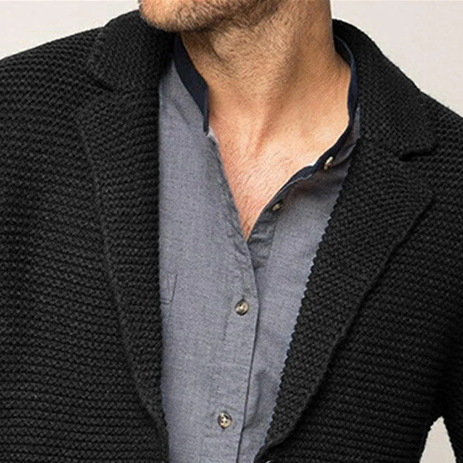Men's Knitted Suit Cardigan Shawl Collar Casual Loose Cardigan Man Button Down Knitwear with Pockets