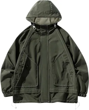 Men's Lightweight Outdoor Rain Jackets Windbreaker Sportswear Casual Waterproof Hooded Raincoat For Hiking Running