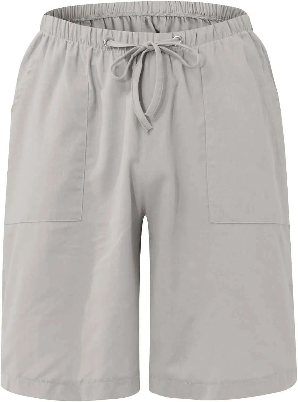 Mens Linen Shorts Casual Elastic Waist Drawstring Lightweight Summer Beach Golf Shorts with Pockets