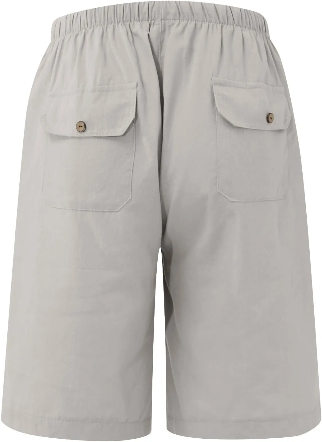 Mens Linen Shorts Casual Elastic Waist Drawstring Lightweight Summer Beach Golf Shorts with Pockets