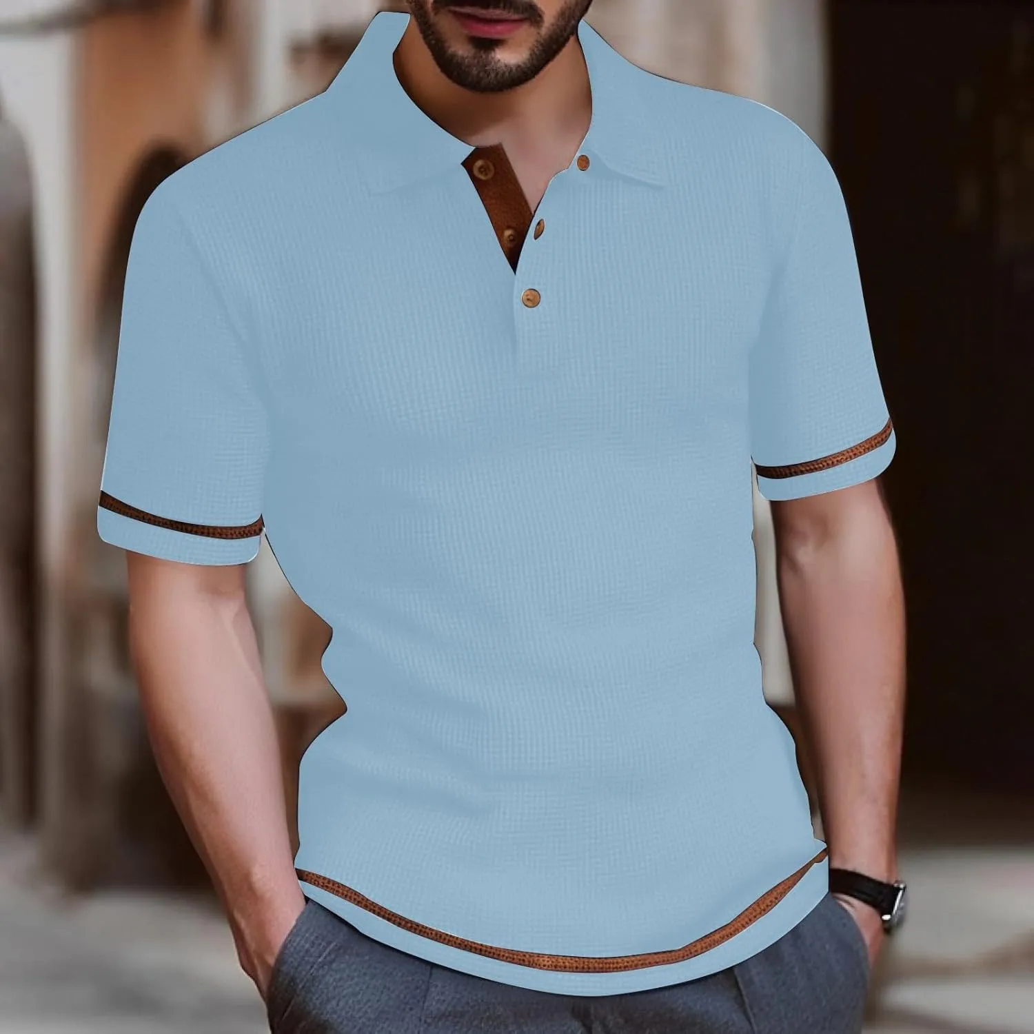 Men's Mesh Ice Silk Polo Shirt Slim Fit Collared Short Sleeve Cool Skin-Friendly Quick-Drying Stretch Tshirts