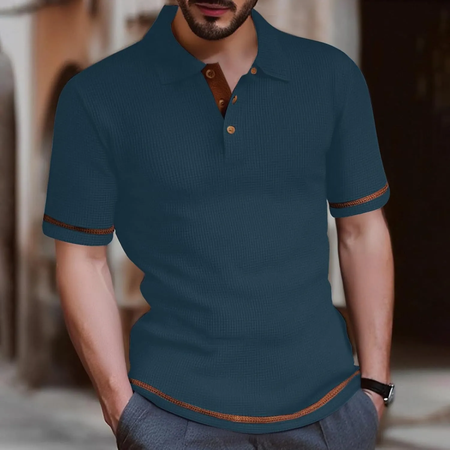 Men's Mesh Ice Silk Polo Shirt Slim Fit Collared Short Sleeve Cool Skin-Friendly Quick-Drying Stretch Tshirts
