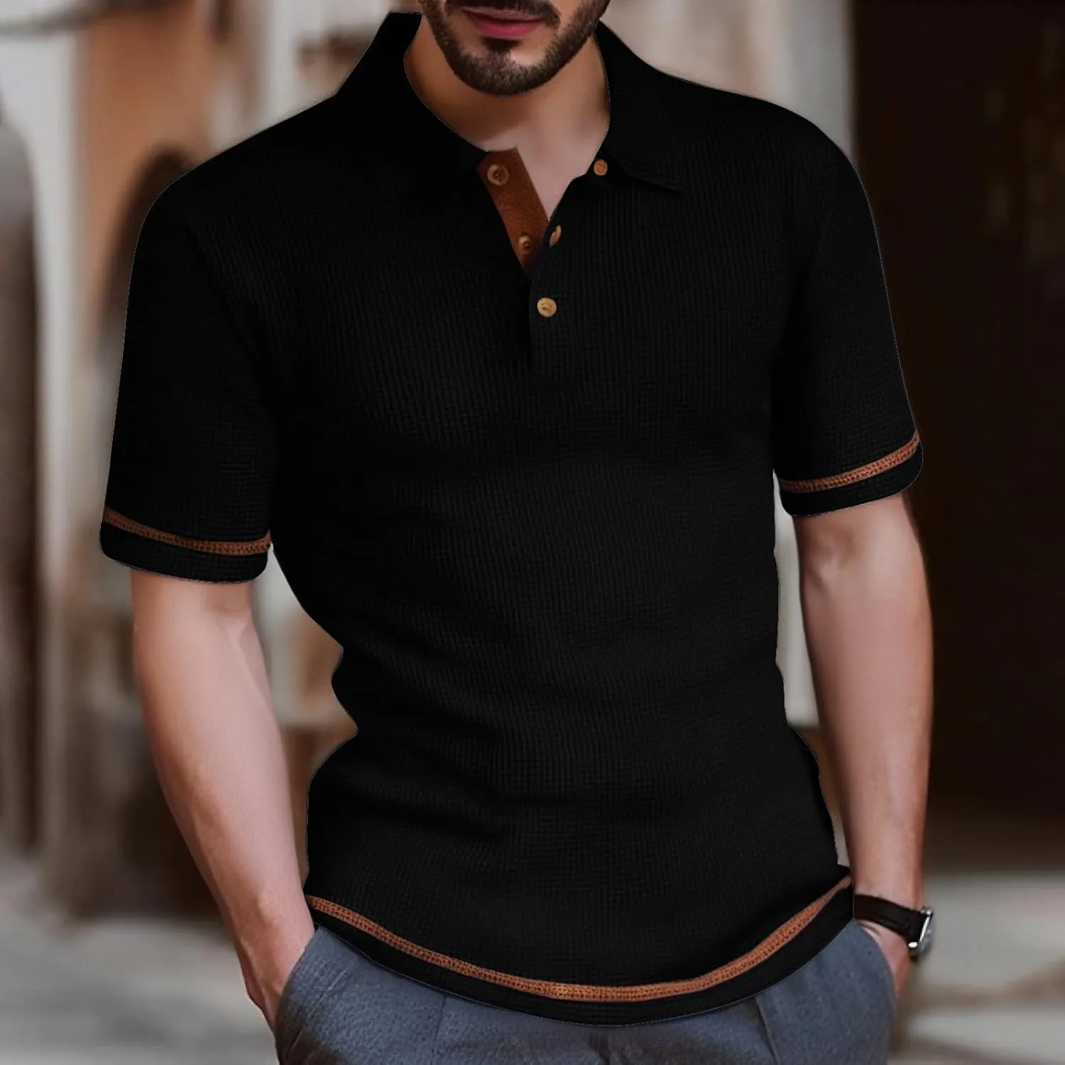 Men's Mesh Ice Silk Polo Shirt Slim Fit Collared Short Sleeve Cool Skin-Friendly Quick-Drying Stretch Tshirts