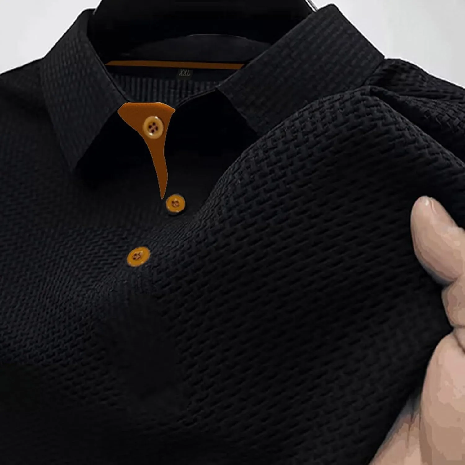 Men's Mesh Ice Silk Polo Shirt Slim Fit Collared Short Sleeve Cool Skin-Friendly Quick-Drying Stretch Tshirts