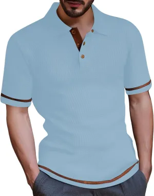 Men's Mesh Ice Silk Polo Shirt Slim Fit Collared Short Sleeve Cool Skin-Friendly Quick-Drying Stretch Tshirts