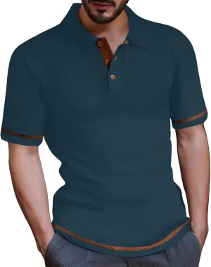 Men's Mesh Ice Silk Polo Shirt Slim Fit Collared Short Sleeve Cool Skin-Friendly Quick-Drying Stretch Tshirts