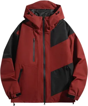 Men's Outdoor Hiking Rain Jacket Hooded Windbreaker Lightweight Softshell Jackets Waterproof Rain Coats with Pockets
