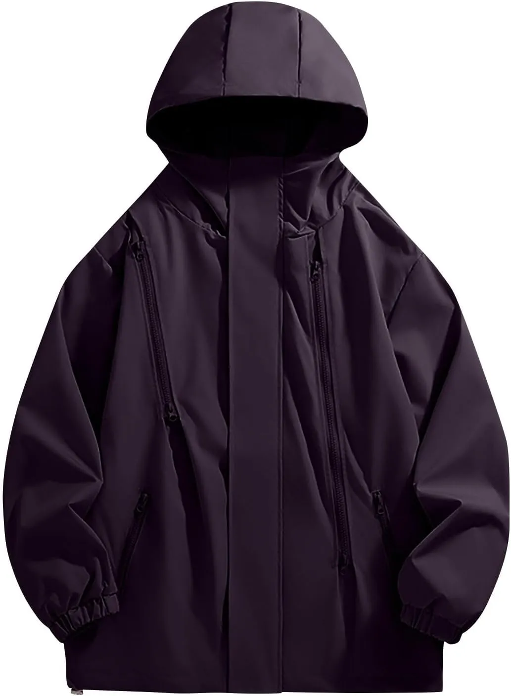 Mens Outdoor Jackets Waterproof Hooded Rain Jacket Pockets Windbreaker Oversized Fashion Casual Raincoats Outerwear