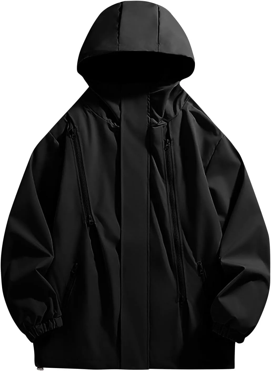 Mens Outdoor Jackets Waterproof Hooded Rain Jacket Pockets Windbreaker Oversized Fashion Casual Raincoats Outerwear