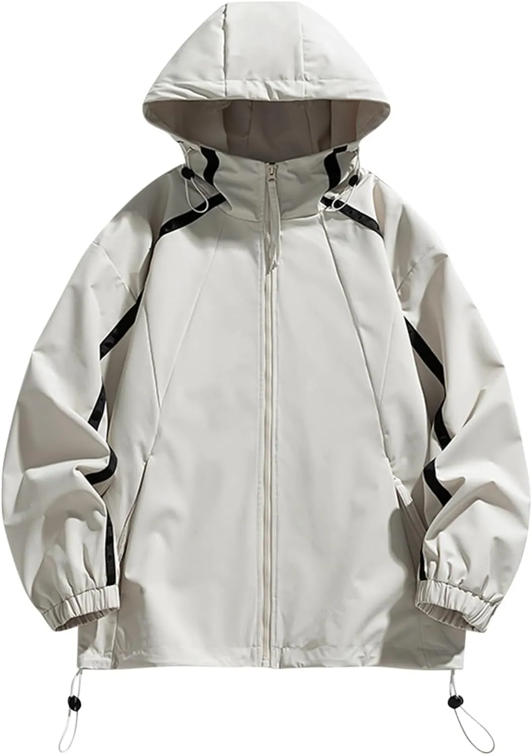 Men's Oversized Rain Jacket Lightweight Waterproof Hooded Jacket Pockets Windbreaker Outdoor Hiking Travel Raincoat