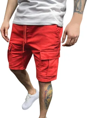 Men's Pajama Shorts Cotton Lounge Sleep Shorts Elastic Waist Sleepwear Pants with Pockets