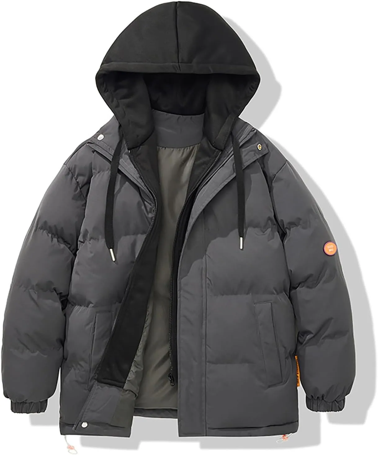 Men's Puffer Jacket Waterproof Casual Solid Color Padded Warm Cotton Coat Cotton Padded Jacket Coat Jackets with