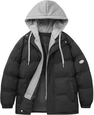 Men's Puffer Jacket Waterproof Casual Solid Color Padded Warm Cotton Coat Cotton Padded Jacket Coat Jackets with