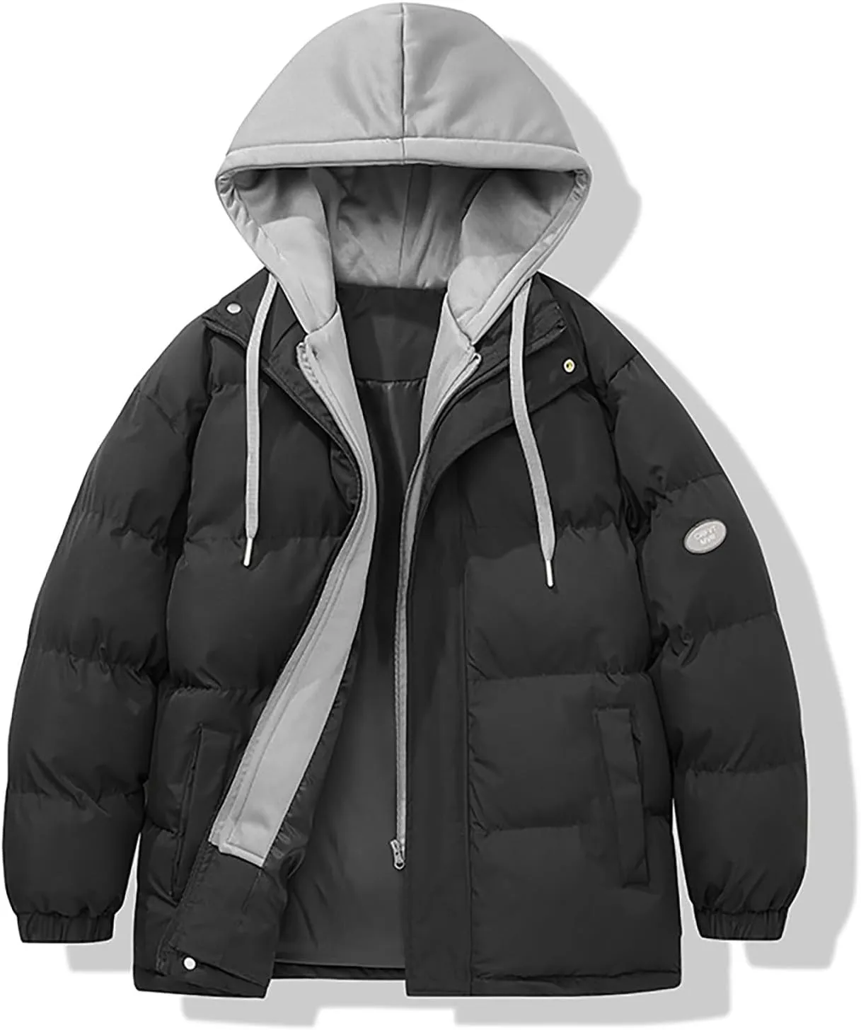 Men's Puffer Jacket Waterproof Casual Solid Color Padded Warm Cotton Coat Cotton Padded Jacket Coat Jackets with