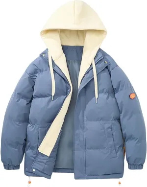 Men's Puffer Jacket Waterproof Casual Solid Color Padded Warm Cotton Coat Cotton Padded Jacket Coat Jackets with