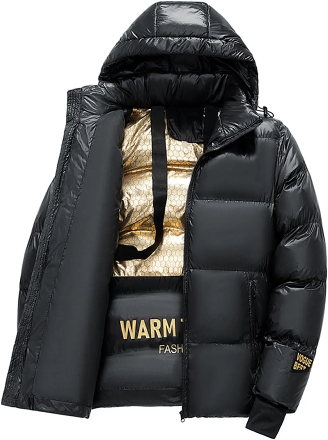 Men's Puffer Jacket Waterproof Casual Solid Color Padded Warm Cotton Coat Cotton Padded Jacket Coat Jackets with