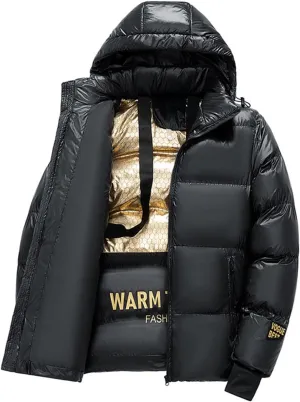Men's Puffer Jacket Waterproof Casual Solid Color Padded Warm Cotton Coat Cotton Padded Jacket Coat Jackets with