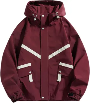 Mens Rain Jacket Lightweight Outdoor Hiking Travel Waterproof Hooded Windbreaker Oversized Fashion Teen Boy Raincoat