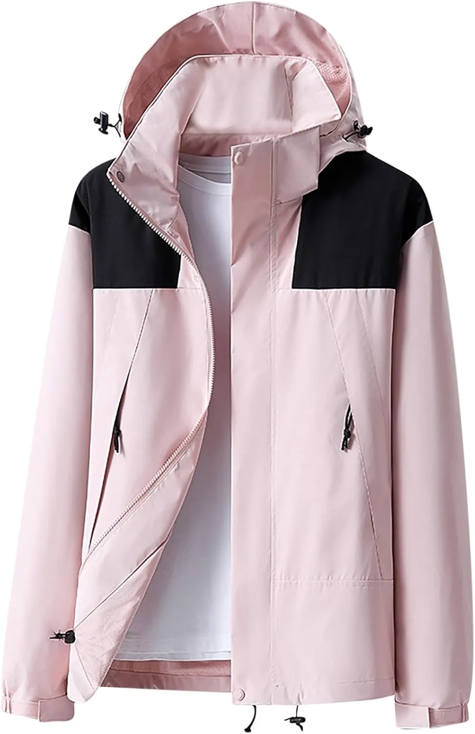 Mens Rain Jacket Lightweight Packable Hooded Rain Coats Waterproof Windbreaker Hiking Travel Outerwear With Pockets