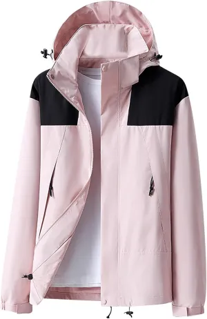 Mens Rain Jacket Lightweight Packable Hooded Rain Coats Waterproof Windbreaker Hiking Travel Outerwear With Pockets