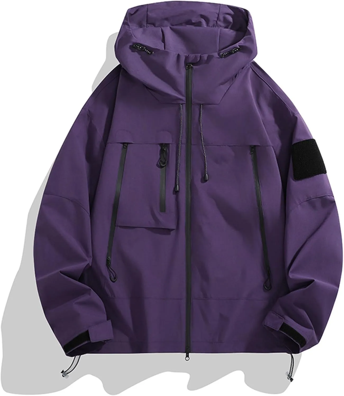 Men's Rain Jacket Waterproof Lightweight Packable Softshell Windbreaker with Hood Raincoat for Hiking Fishing Travel