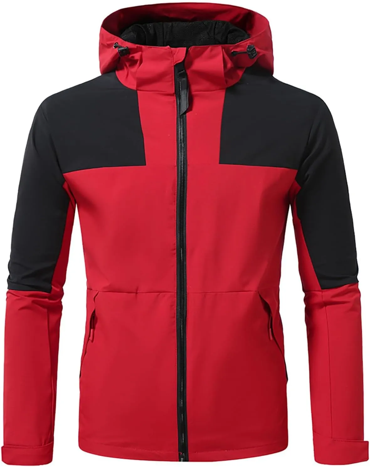 Men's Rain Jacket Waterproof Mountain Windbreaker Full Zip Hooded Raincoat with Pockets Casual Outdoor Sports Jacket