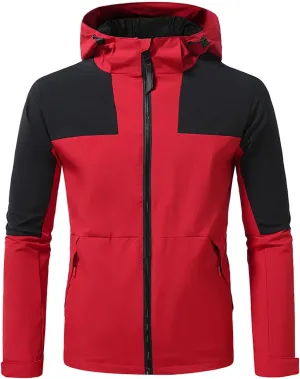 Men's Rain Jacket Waterproof Mountain Windbreaker Full Zip Hooded Raincoat with Pockets Casual Outdoor Sports Jacket
