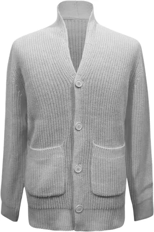 Men's Shawl Collar Cardigan Sweater Slim Fit Cable Knit Button Up Cardigan Sweater with Pockets Men Workout Outfits