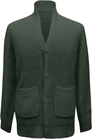 Men's Shawl Collar Cardigan Sweater Slim Fit Cable Knit Button Up Cardigan Sweater with Pockets Men Workout Outfits