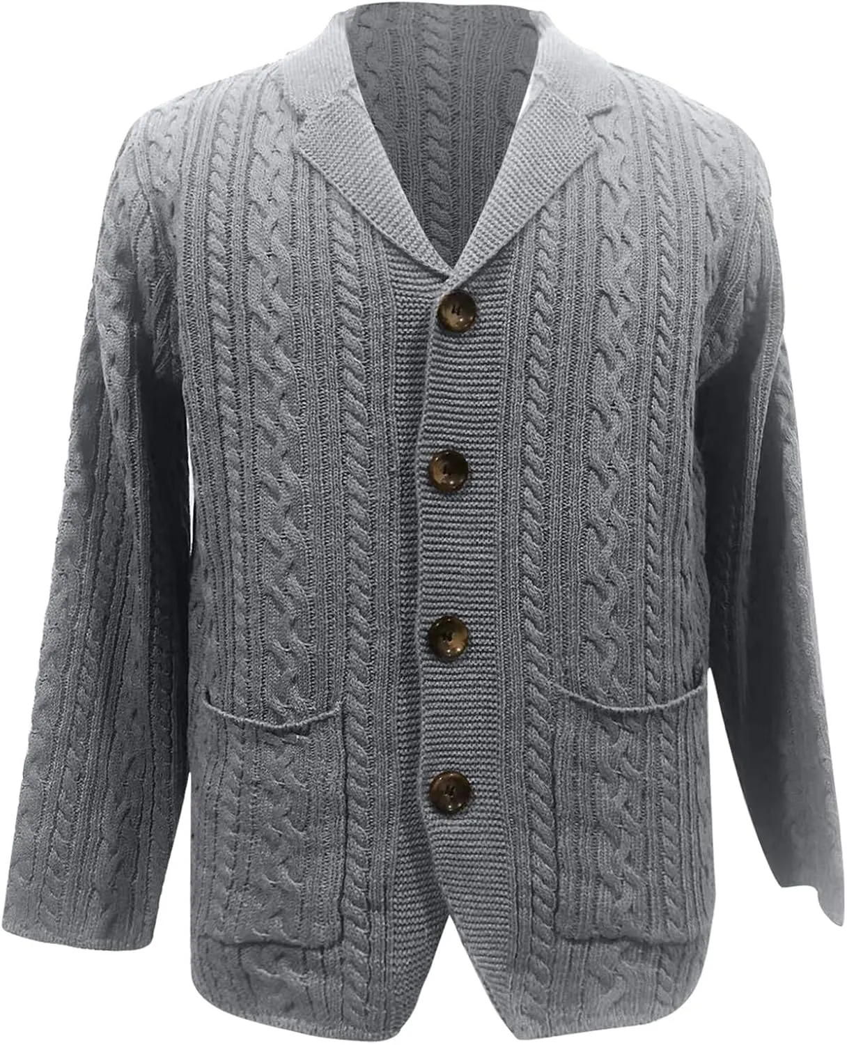 Men's Shawl Collar Cardigan Sweater Slim Fit Cable Knit Button Up Sweater with Pockets Men Workout Outfits